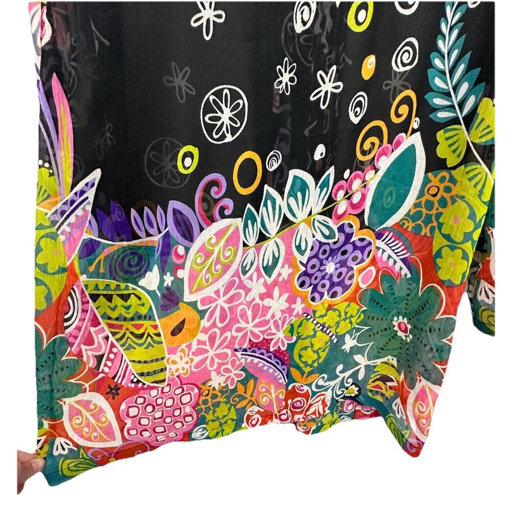 Soft Surroundings Top Womens 3x Black Floral Sheer Flare Sleeve Casual - Picture 10 of 11
